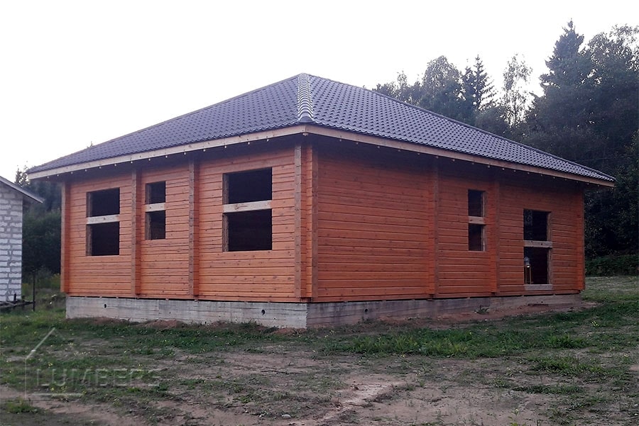 Одноэтажный деревянный дом из профилированного бруса 10х10 ✅ Реальные фото ✅Строим под ключ ✅ Индивидуальные и готовые проекты ✅ +375291863363.